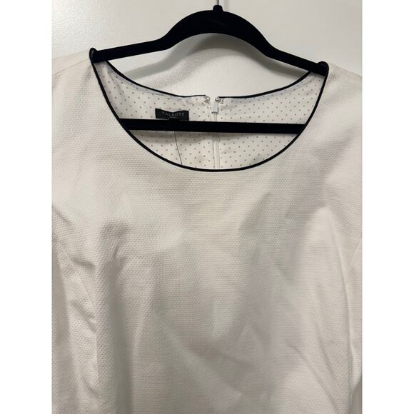 Talbots NWT Plus Size 22W Dobby Weave Piped Sleeveless White Classy Sheath Dress - Picture 5 of 9